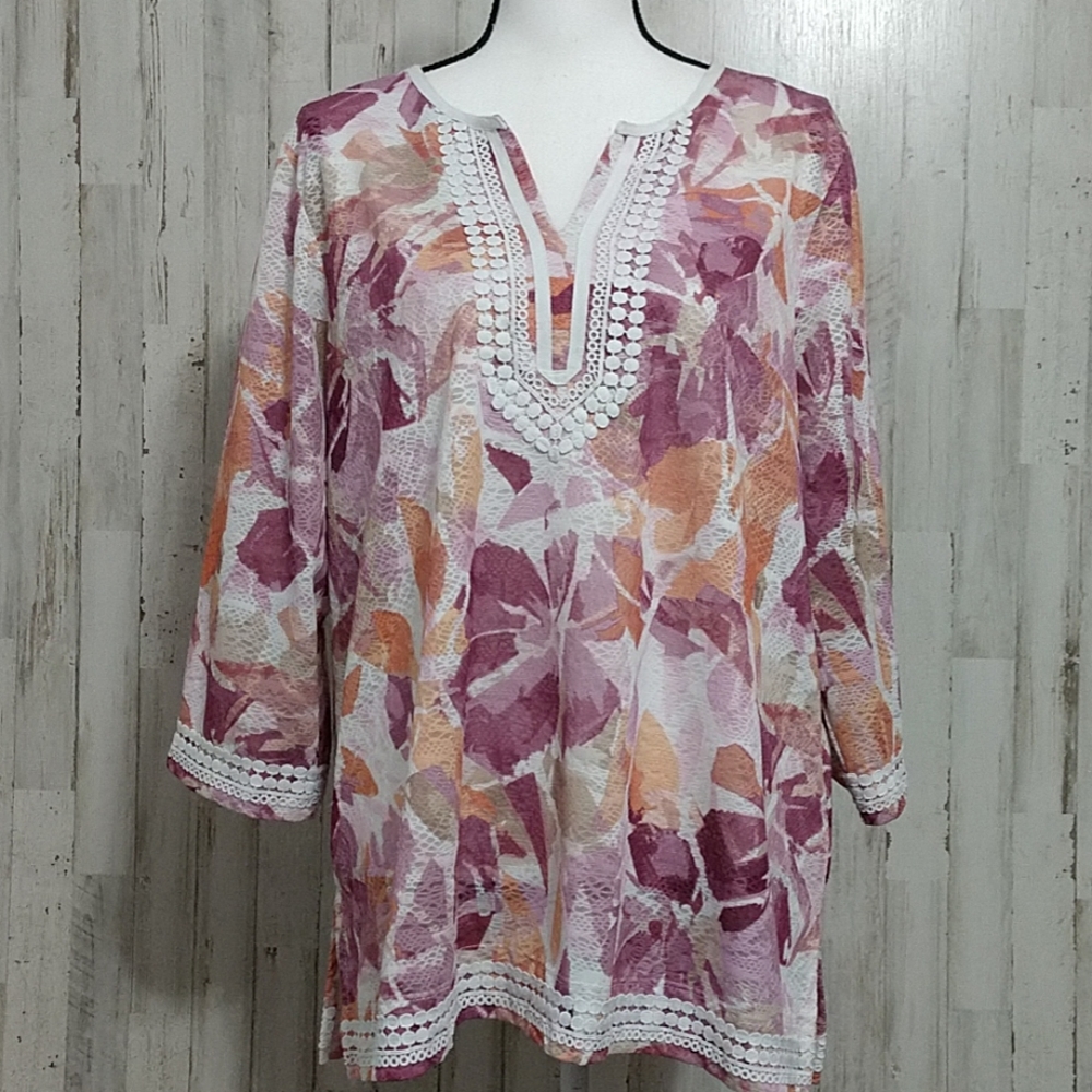 Alfred Dunner Sheer Floral Blouse